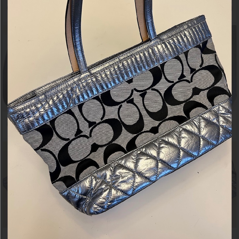 Silver and Black Designer Tote Bag